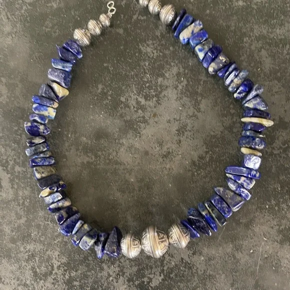 Hand Crafted Unique Earth One of a Kind Lapis Lazuli & Sterling Silver Choker - Picture 2 of 5